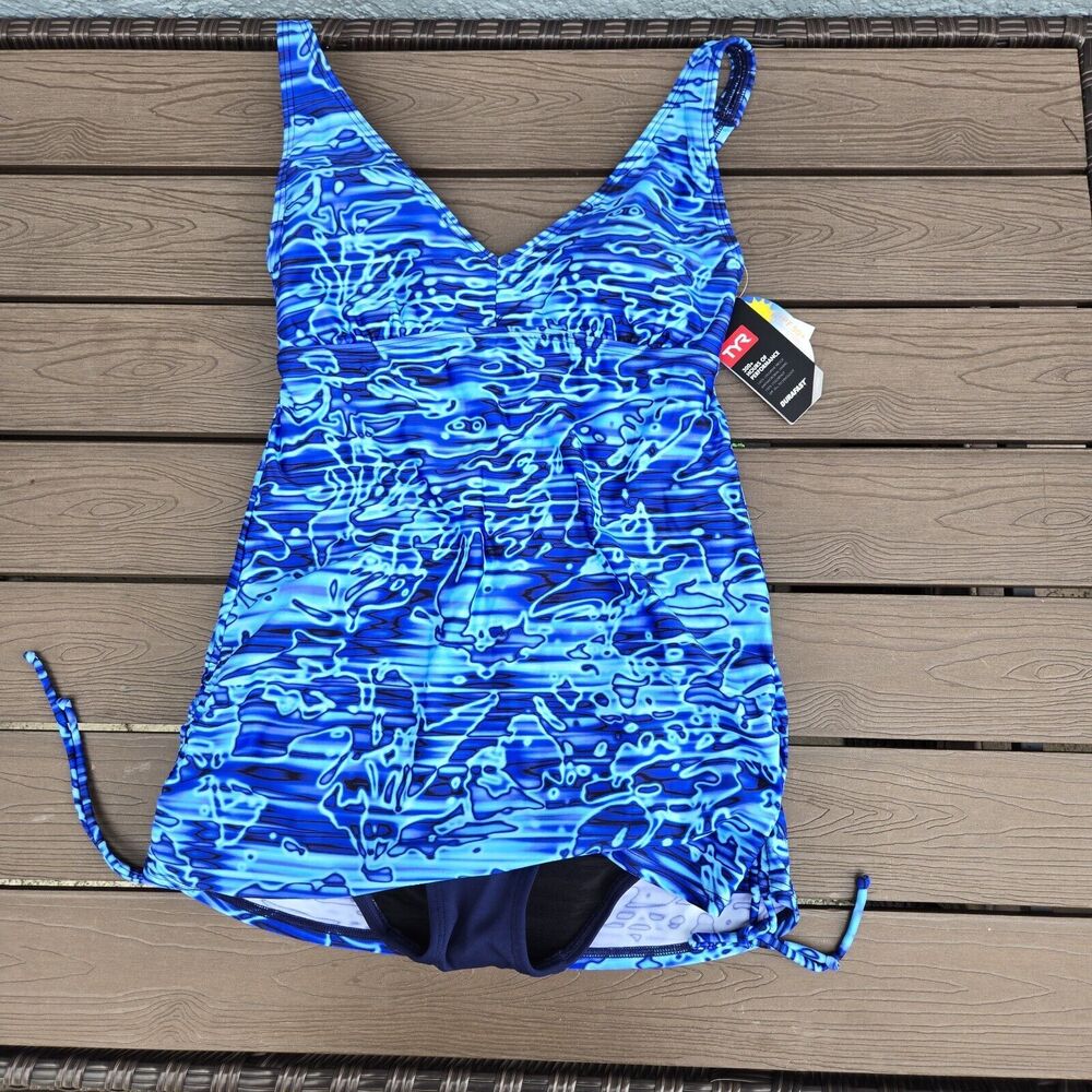 TYR Durafast Elite Lucid V-Neck  Sheath One Piece Swimsuit Women Size 8 New
